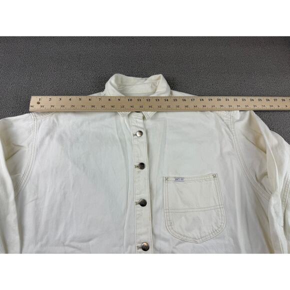 Lee x H&M Men’s Ecru Denim Chore Shirt Jacket Size M Workwear Overshirt Pockets - Picture 8 of 16